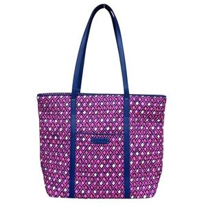 Vera Bradley Pink Geometric Tote with Navy Trim